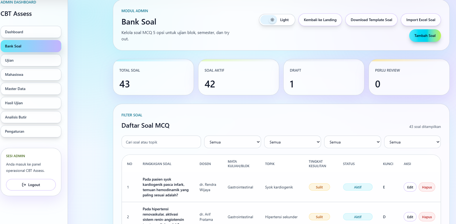 CBT Assess bank soal terstruktur screenshot