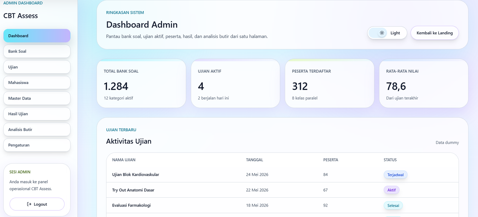 CBT Assess monitoring ujian screenshot
